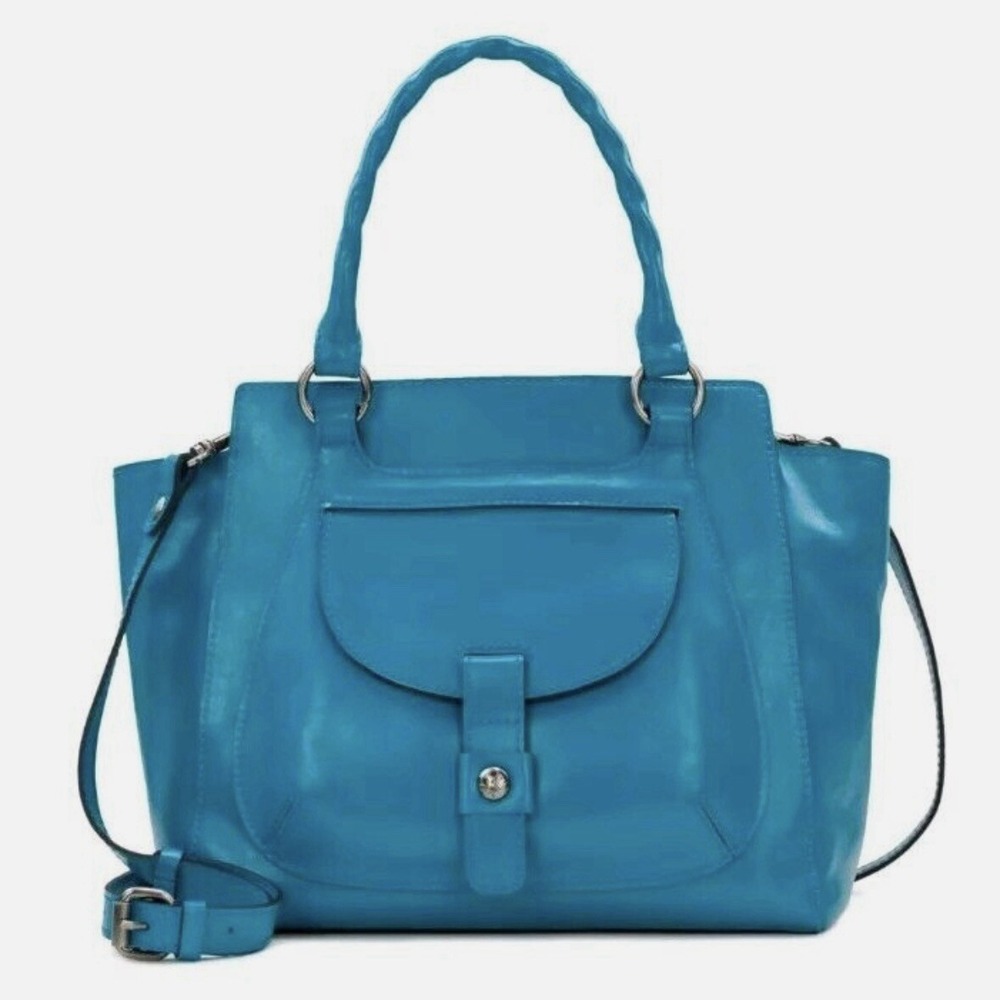 Patricia Nash Terrasini Leather Shopper Tote Bag Turquoise $299.95